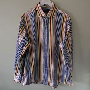 Polo Ralph Lauren L Vintage 90s Old Money Eclectic Retro Striped Button Shirt